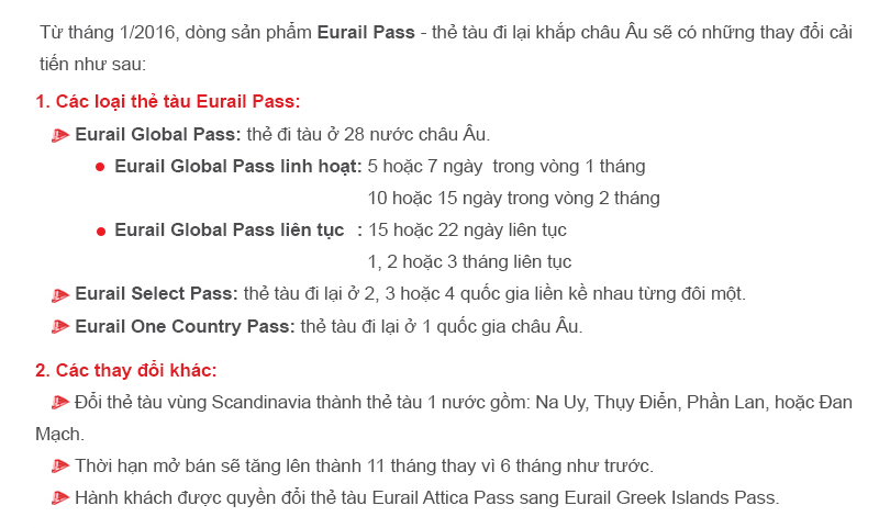Thay doi the tau Eurail Pass 2016